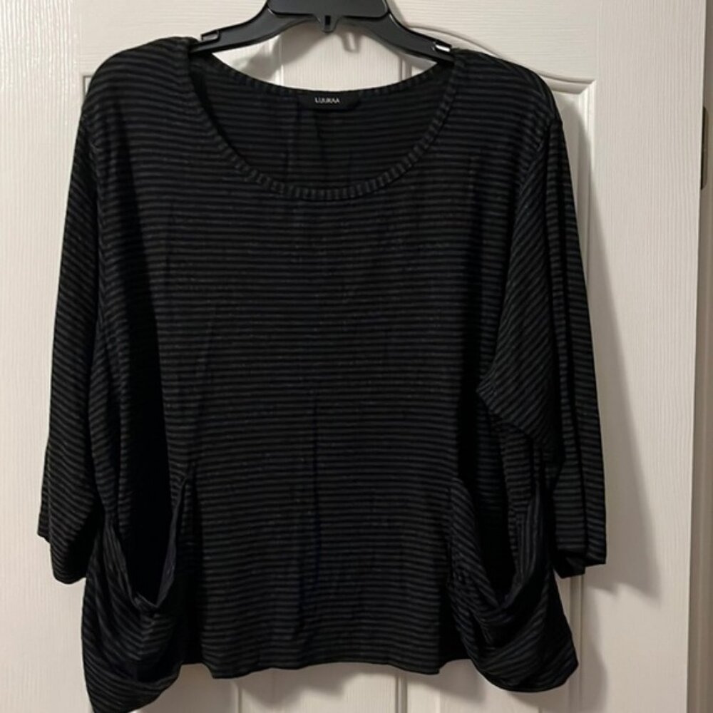 LUUKAA EUC Scoop Neck oversized striped blouse size S